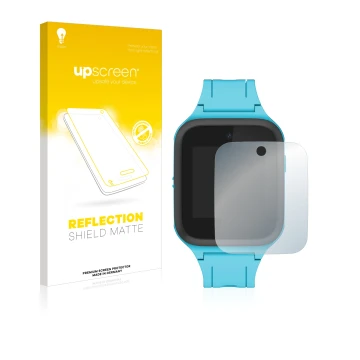 Front side of a product packaging with the brand logo upscreen. Next to it is the device TCL Movetime Family Watch MT40 shown 