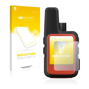 Front side of a product packaging with the brand logo upscreen. Next to it is the device Garmin inReach Mini 2 shown with the 