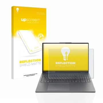 Front side of a product packaging with the brand logo upscreen. Next to it is the device Lenovo Yoga 7i Gen 7 16