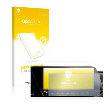 Front side of a product packaging with the brand logo upscreen. Next to it is the device Hyundai i20 2022 Infotainment System 