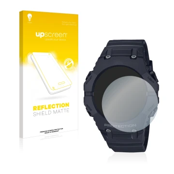 Front side of a product packaging with the brand logo upscreen. Next to it is the device Casio G-Shock GA-B001 shown with the 