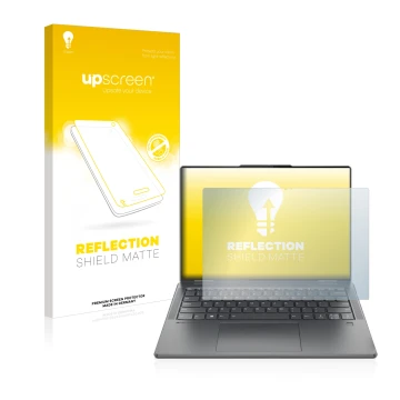 Front side of a product packaging with the brand logo upscreen. Next to it is the device Lenovo Yoga 7i 14