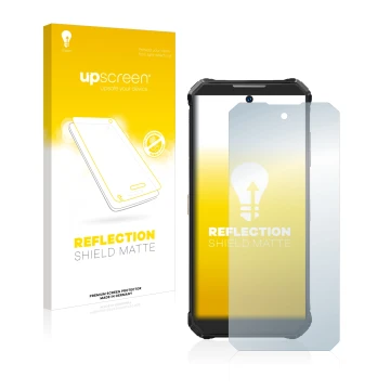 Front side of a product packaging with the brand logo upscreen. Next to it is the device Oukitel WP19 shown with the correspon