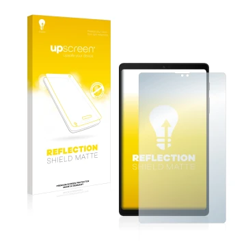 Front side of a product packaging with the brand logo upscreen. Next to it is the device Samsung Galaxy Tab A7 Lite 2022 shown