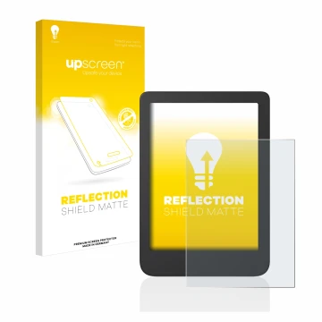 Front side of a product packaging with the brand logo upscreen. Next to it is the device Tolino Shine 4 shown with the corresp