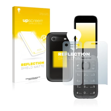 Front side of a product packaging with the brand logo upscreen. Next to it is the device Nokia 2660 Flip (Front+Back) shown wi