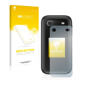 Front side of a product packaging with the brand logo upscreen. Next to it is the device Nokia 2660 Flip (Back) shown with the