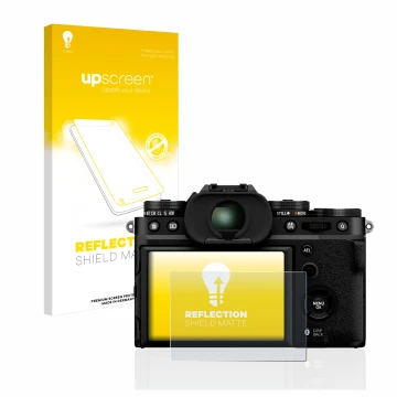 Front side of a product packaging with the brand logo upscreen. Next to it is the device Fujifilm X-T5 shown with the correspo