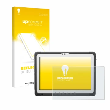 Front side of a product packaging with the brand logo upscreen. Next to it is the device Panasonic Toughbook FZ-A3 shown with 