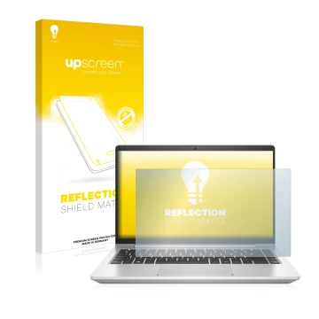 Front side of a product packaging with the brand logo upscreen. Next to it is the device HP ProBook 440 G9 shown with the corr