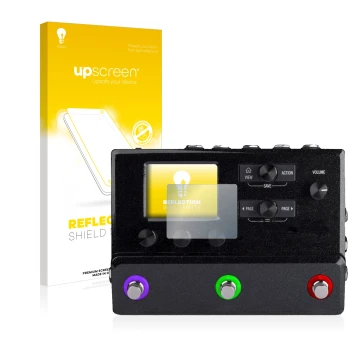 Front side of a product packaging with the brand logo upscreen. Next to it is the device Line 6 hx stomp shown with the corres