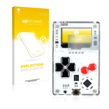 Front side of a product packaging with the brand logo upscreen. Next to it is the device Arduboy FX shown with the correspondi