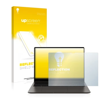 Front side of a product packaging with the brand logo upscreen. Next to it is the device Samsung Galaxy Book3 Ultra 16