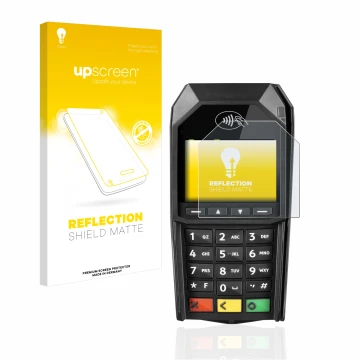 Front side of a product packaging with the brand logo upscreen. Next to it is the device ingenico Desk/1600 shown with the cor