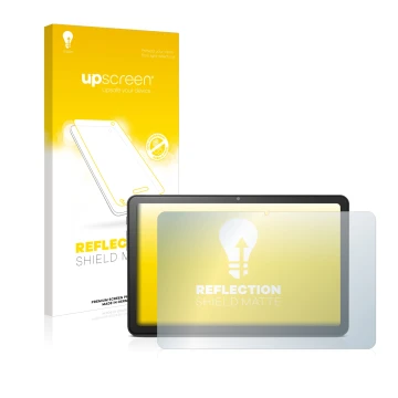 Front side of a product packaging with the brand logo upscreen. Next to it is the device Doro Tablet 10.4