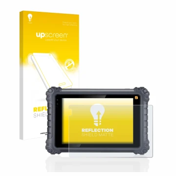 Front side of a product packaging with the brand logo upscreen. Next to it is the device Autel MaxiCom MK906Pro-TS shown with 