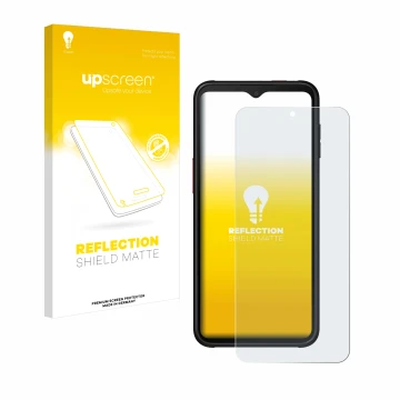 Front side of a product packaging with the brand logo upscreen. Next to it is the device Samsung Galaxy XCover 6 Pro Enterpris