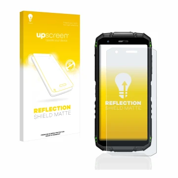 Front side of a product packaging with the brand logo upscreen. Next to it is the device Doogee S41 Pro shown with the corresp