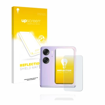 Front side of a product packaging with the brand logo upscreen. Next to it is the device Oppo Find N2 Flip (Back display) show