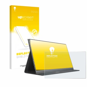 Front side of a product packaging with the brand logo upscreen. Next to it is the device Arzopa ‎S1 Table 15.6
