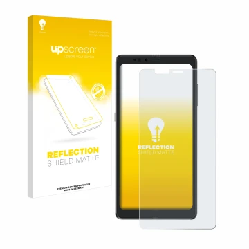 Front side of a product packaging with the brand logo upscreen. Next to it is the device Hisense A9 shown with the correspondi