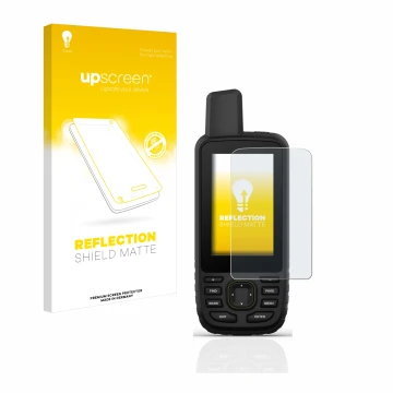 Front side of a product packaging with the brand logo upscreen. Next to it is the device Garmin GPSMAP 67 shown with the corre