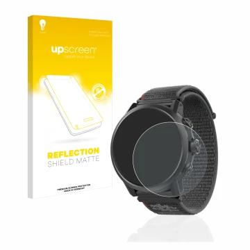 Front side of a product packaging with the brand logo upscreen. Next to it is the device Coros Apex 2 shown with the correspon