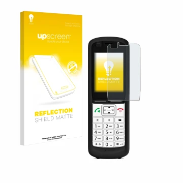 Front side of a product packaging with the brand logo upscreen. Next to it is the device Unify OpenScape DECT Phone R6 shown w