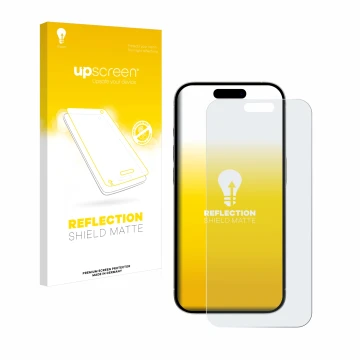 Front side of a product packaging with the brand logo upscreen. Next to it is the device Apple iPhone 15 Pro Max shown with th