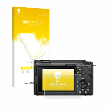 Front side of a product packaging with the brand logo upscreen. Next to it is the device Sony Alpha ZV-E1 shown with the corre