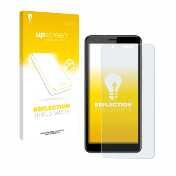 Front side of a product packaging with the brand logo upscreen. Next to it is the device ZTE Blade A31 shown with the correspo