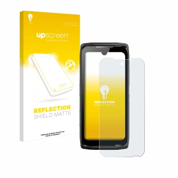 Front side of a product packaging with the brand logo upscreen. Next to it is the device Crosscall Core-Z5 shown with the corr