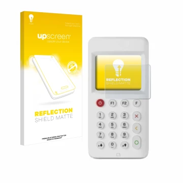Front side of a product packaging with the brand logo upscreen. Next to it is the device myPOS Go 2 shown with the correspondi