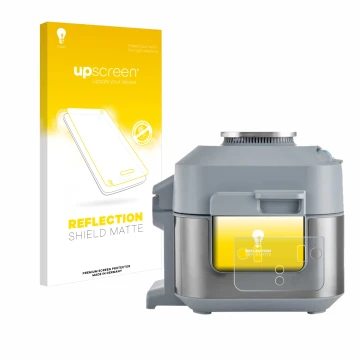 Front side of a product packaging with the brand logo upscreen. Next to it is the device Ninja Speedi Rapid Cooking System sho