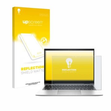 Front side of a product packaging with the brand logo upscreen. Next to it is the device HP EliteBook x360 830 G10 shown with 