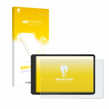 Front side of a product packaging with the brand logo upscreen. Next to it is the device Garmin Camper 1095 shown with the cor