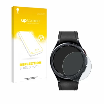 Front side of a product packaging with the brand logo upscreen. Next to it is the device Samsung Galaxy Watch 6 Classic (47 mm