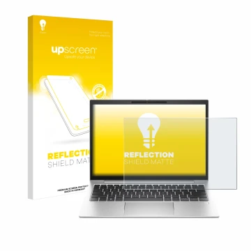 Front side of a product packaging with the brand logo upscreen. Next to it is the device HP EliteBook 835 G10 shown with the c