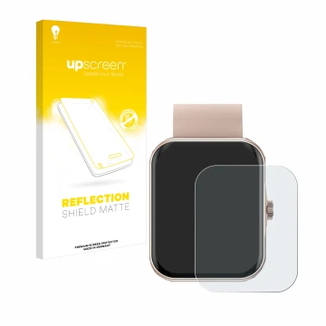 Front side of a product packaging with the brand logo upscreen. Next to it is the device Mutoy Smartwatch 1.83