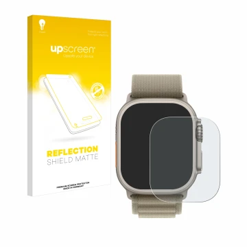 Front side of a product packaging with the brand logo upscreen. Next to it is the device Apple Watch Ultra 2 (49 mm) shown wit