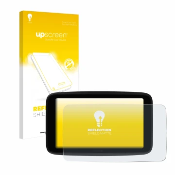 Front side of a product packaging with the brand logo upscreen. Next to it is the device TomTom GO Superior 6