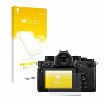 Front side of a product packaging with the brand logo upscreen. Next to it is the device Nikon Z F shown with the correspondin