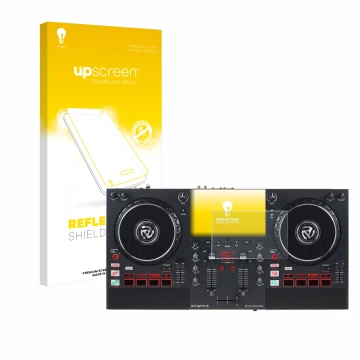 Front side of a product packaging with the brand logo upscreen. Next to it is the device Numark Mixstream Pro+ shown with the 