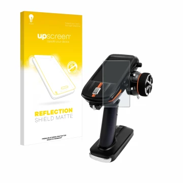 Front side of a product packaging with the brand logo upscreen. Next to it is the device RadioLink RC8X shown with the corresp