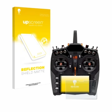 Front side of a product packaging with the brand logo upscreen. Next to it is the device Spektrum NX20 shown with the correspo
