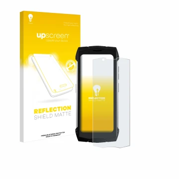 Front side of a product packaging with the brand logo upscreen. Next to it is the device Doogee S Mini shown with the correspo