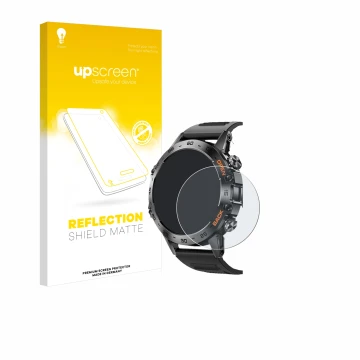 Front side of a product packaging with the brand logo upscreen. Next to it is the device Lemfo Smartwatch 1.39