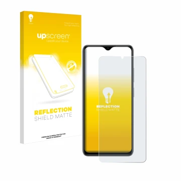 Front side of a product packaging with the brand logo upscreen. Next to it is the device ZTE Blade A73 shown with the correspo