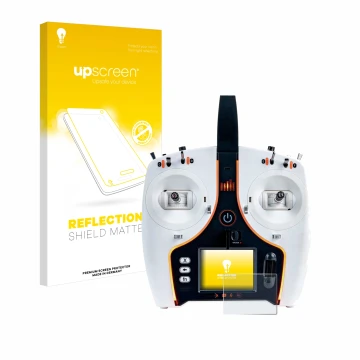 Front side of a product packaging with the brand logo upscreen. Next to it is the device Spektrum NX7e shown with the correspo