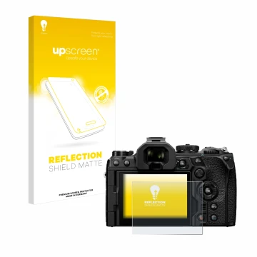 Front side of a product packaging with the brand logo upscreen. Next to it is the device Olympus OM System OM-1 Mark II shown 